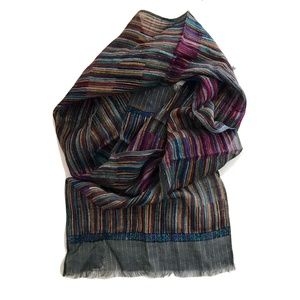 Vintage 1980's long cotton scarf with gold threads